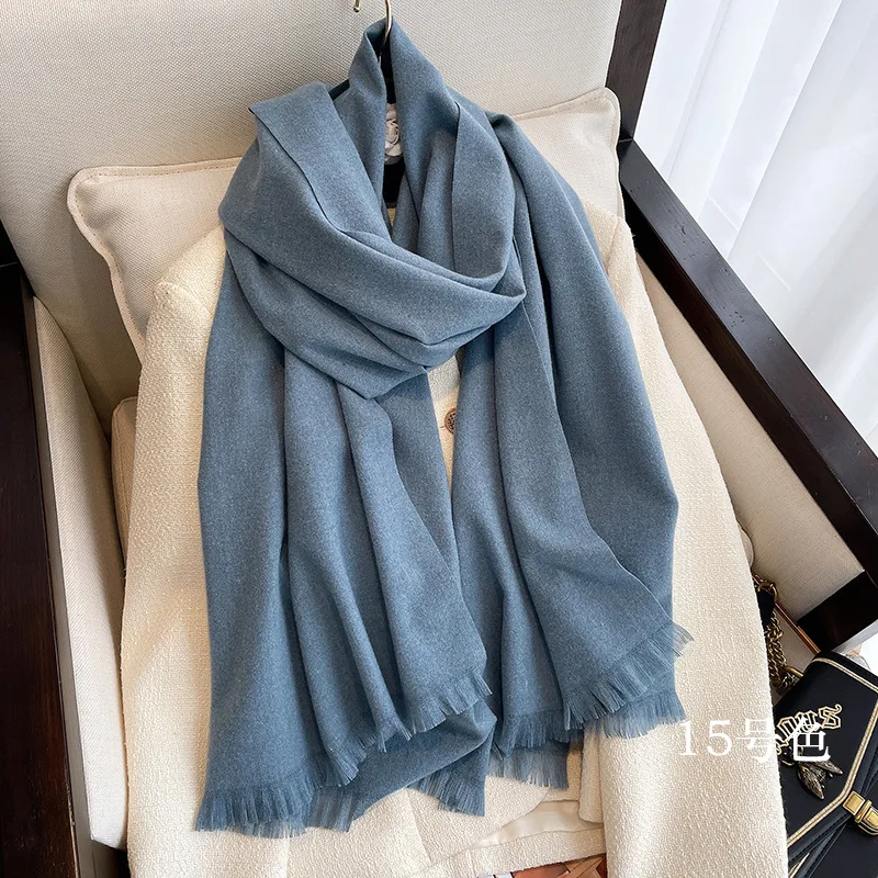 Winter Warm Solid Thick Cashmere Scarf for Women Large 70*200cm Pashmina Shawl Wraps Bufanda Female with Tassel Scarves