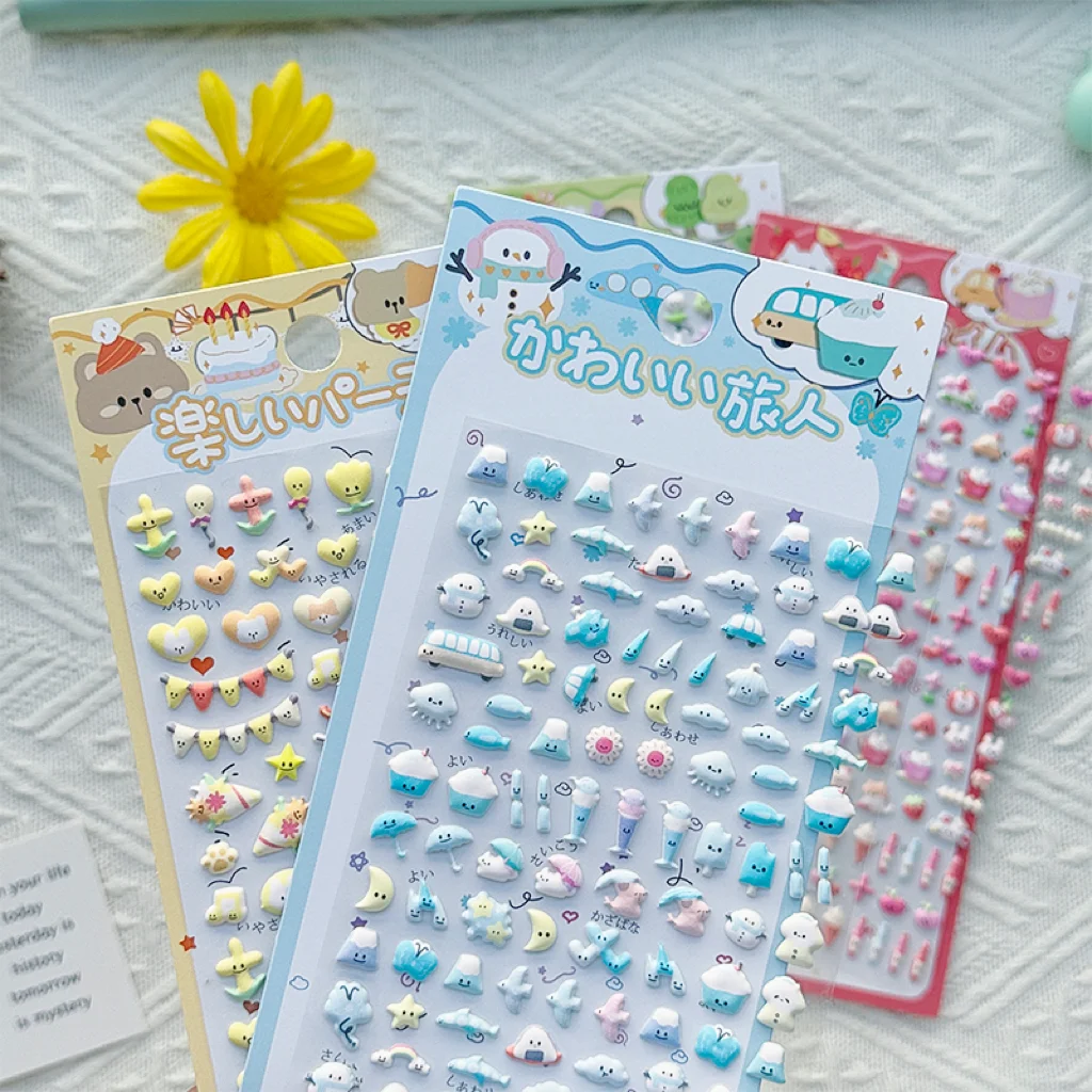 

4Pcs 3D Mini Cute Animal Foam Stickers with Lovely Hearts for DIY Craft Decoration, Adhesive Decals for Phone Case, Album