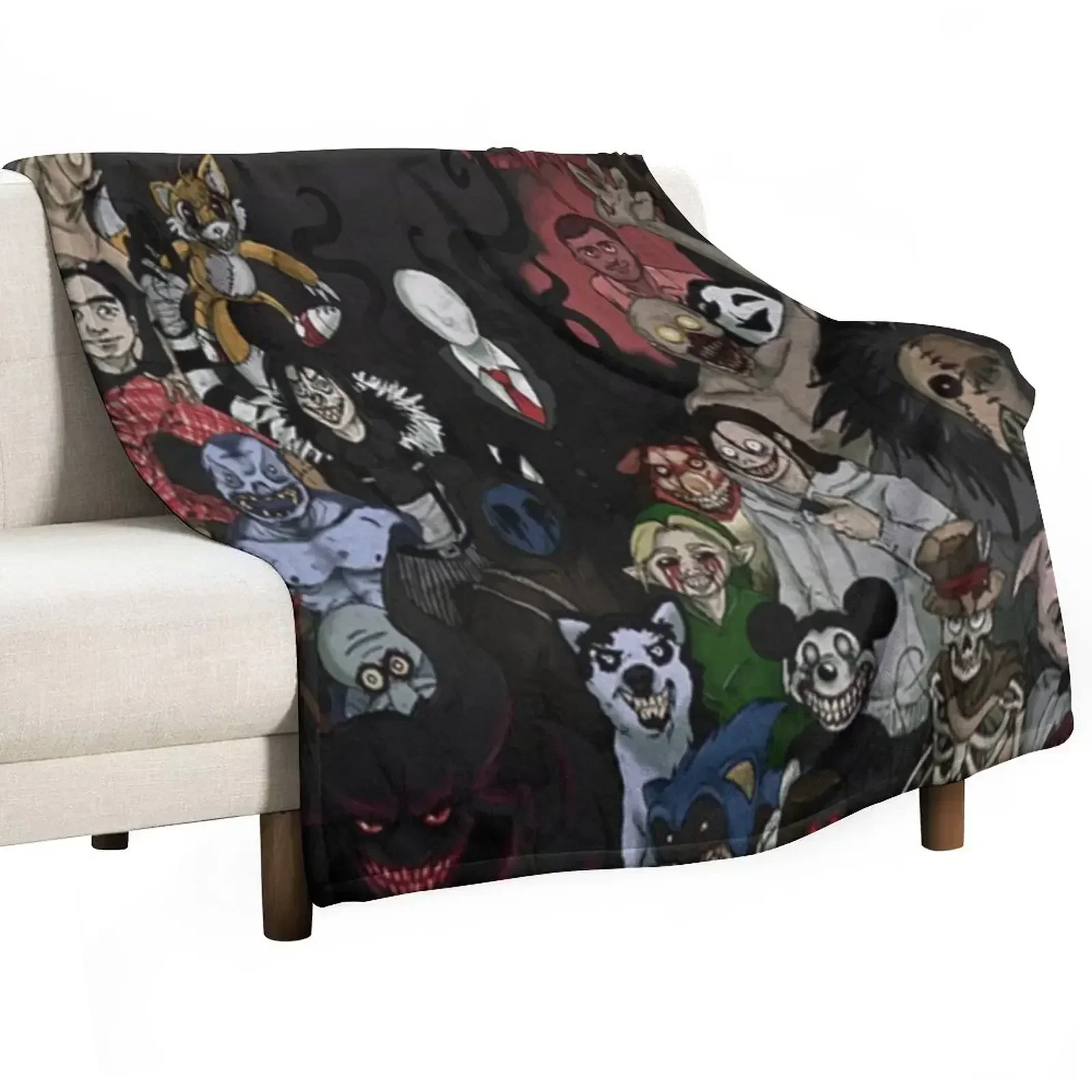 creepypasta familly Throw Blanket Stylish Couch Blanket for Home Living Room