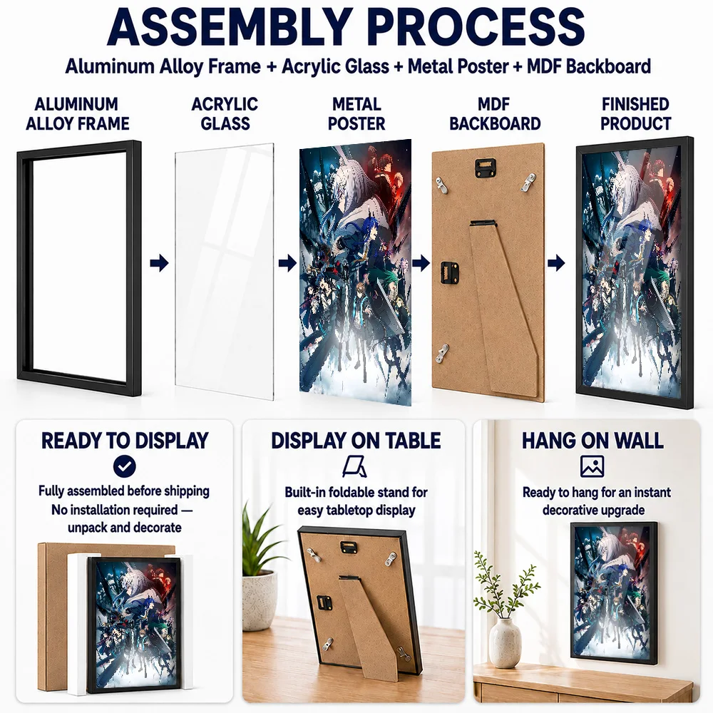 Arknights Anime Framed Aluminum Metal Poster Customized Photo Vibrant Night Style Wall Art For Game Room Memorable Player Gift