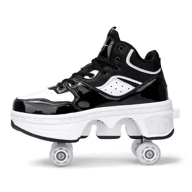 EU and US in Stock Flashing Roller PU with LED 4 Wheels Inline Roller Skates for Adult Custom Logo Adjustable Skate Shoes