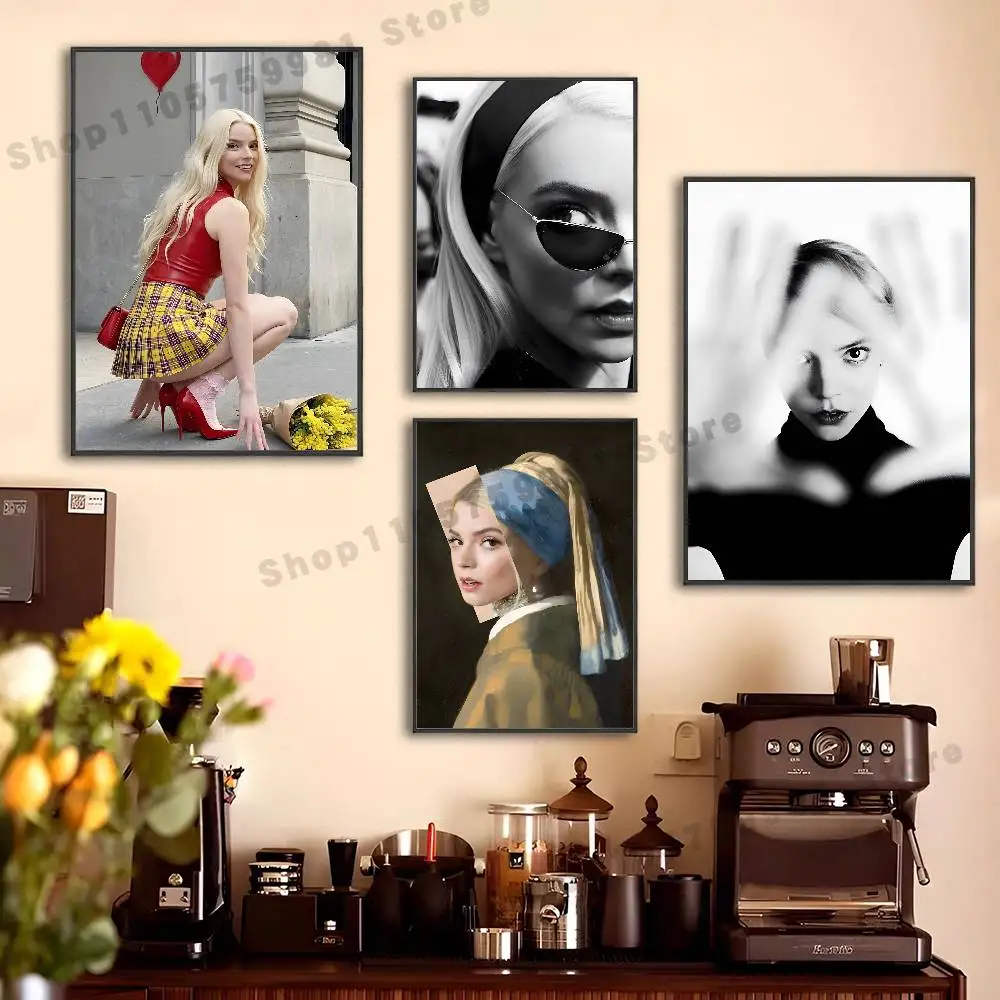 A-Anya T-Taylor-Joy Poster Sticker Classic Art Painting for Home Bedroom Cafe Office Wall Decor