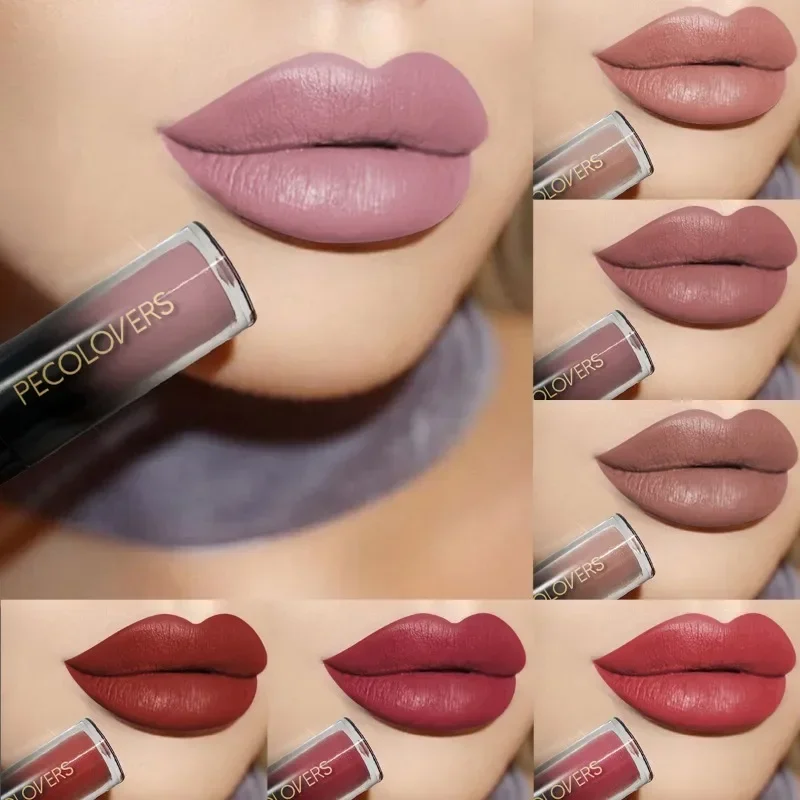 1 PC マルチカラーデイリーマット口紅、保湿、防水、長持ち、女性用ベルベットテクスチャー、リップメイク