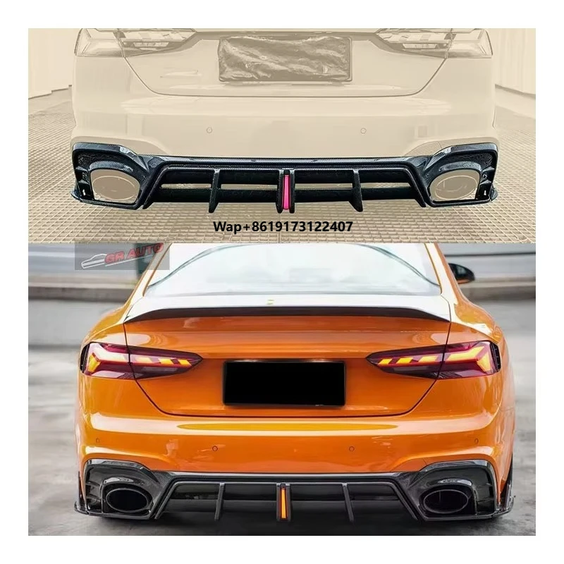

New RS5 B9.5 Carbon Fiber Rear Lip Exhaust Bolt-On Lightweight Car Bumper