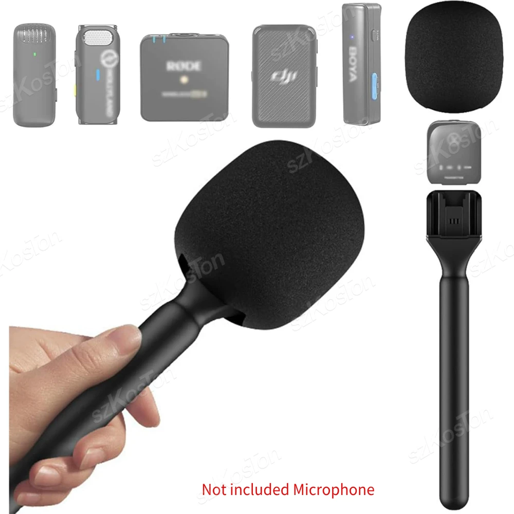 Wireless Lavalier Microphone Handle for DJI Rode Wireless GO Mic Handheld Microphone Stand Adapter for Vlog Interview Podcast