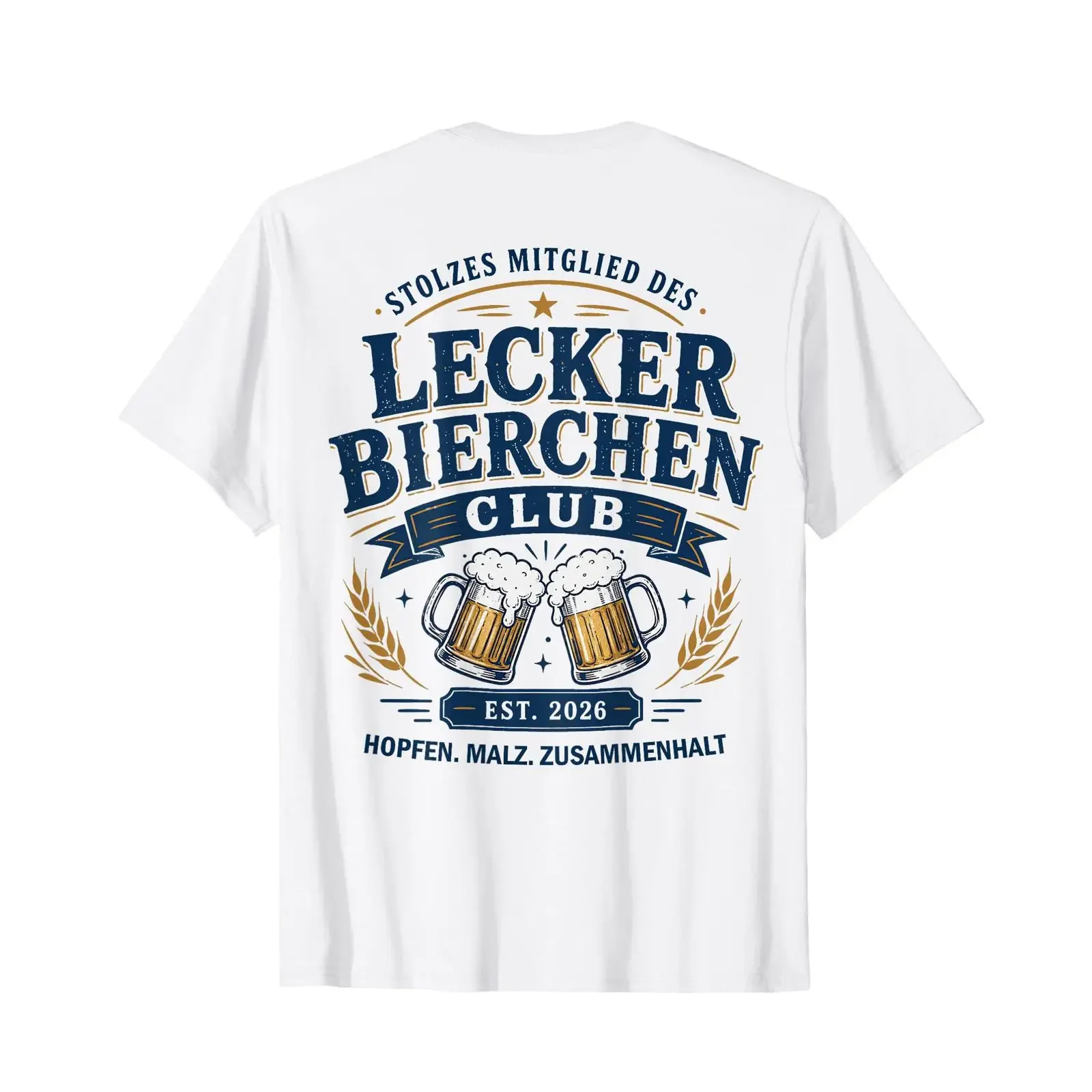 Lecker Bierchen Club Stolzes Mitglied des Backprint T Shirt vintage Washed Versatile Comfortable homme Soft Slightly Stretched