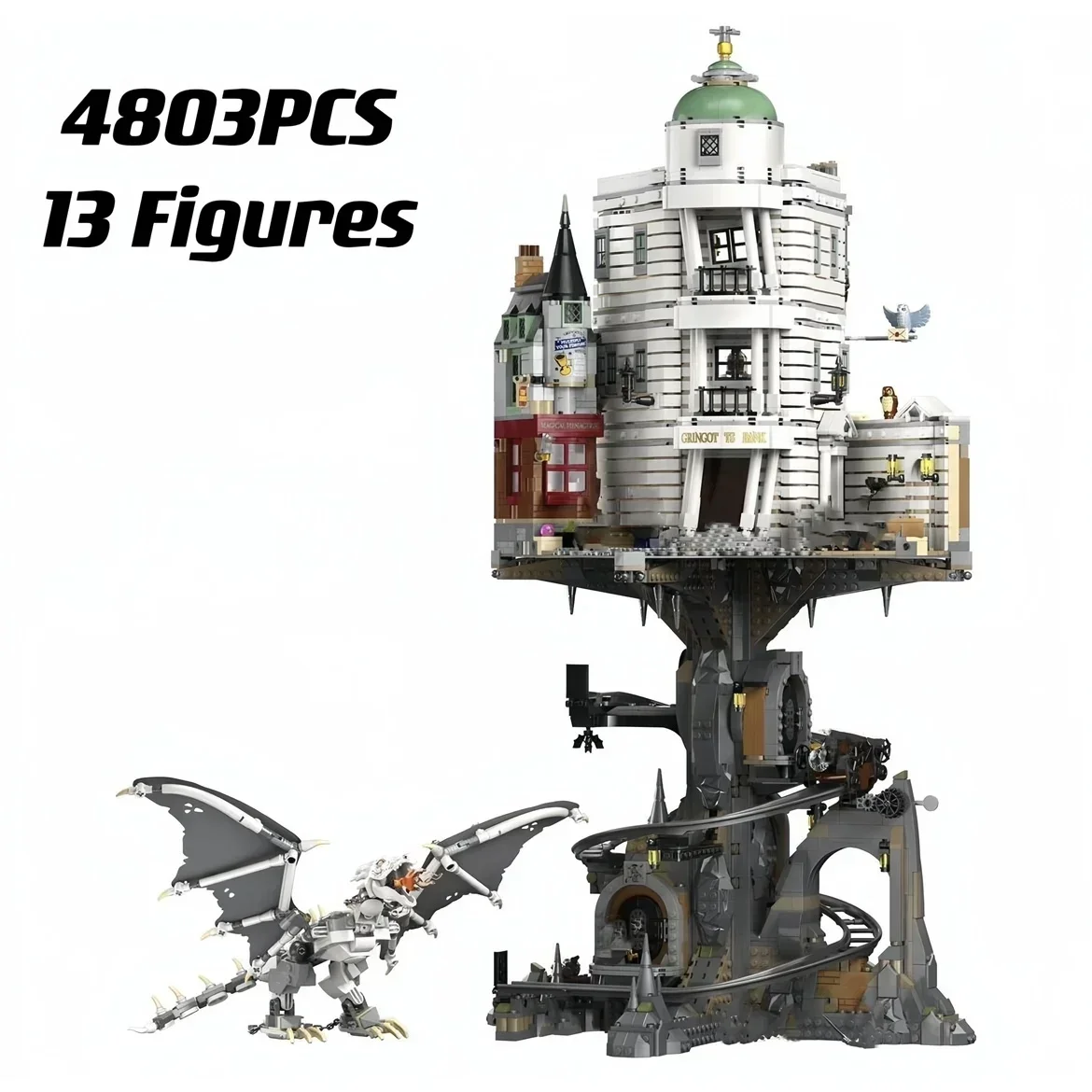 NEW Bank 4803Pcs Gringots Building Blocks Bricks Ironbelly Dragon moc76417 Castles Toys Gifts Kits For Boys Adult Christmas gift