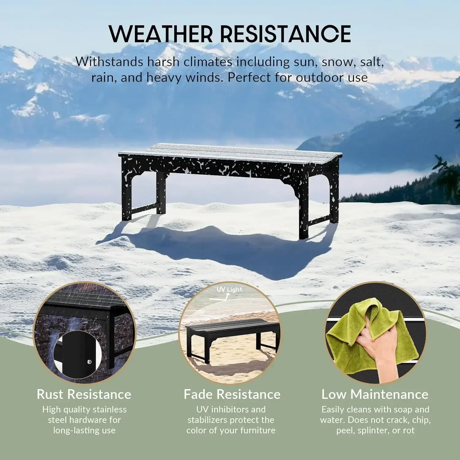 WestinTrends Malibu Outdoor Bench, All Weather Resistant Poly Lumber Backless Patio Garden Bench, Adirondack Curved Bench Seat f
