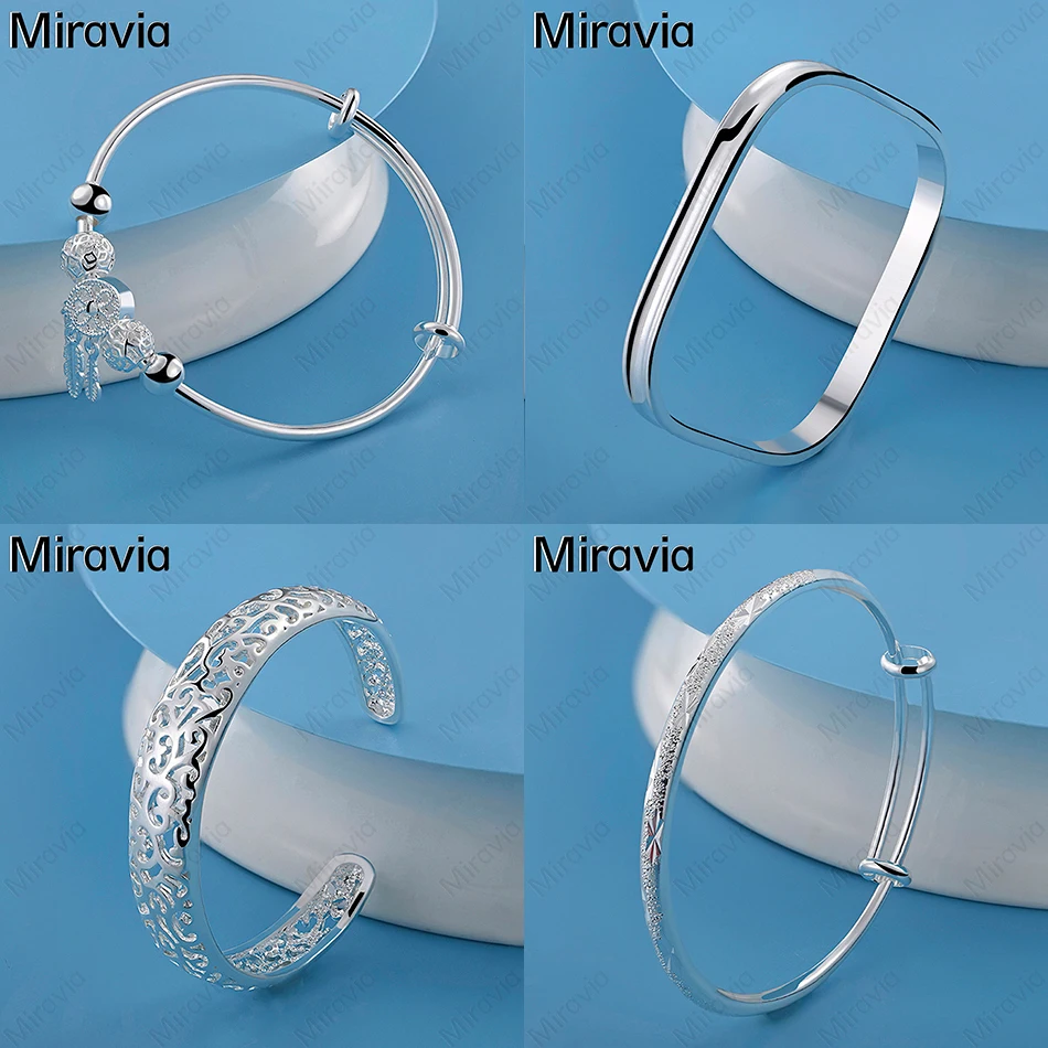 

Miravia 925 Sterling Silver Hollow Pattern Open Bracelet Woman Charm Cute Birthday Gift Jewelry