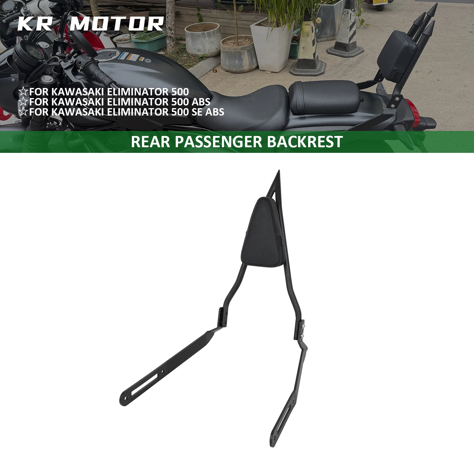 

Motorcycle Rear Passenger Backrest Back Support Backrest Support Kit For Kawasaki Eliminator 450 500 SE 500 ABS 2024 2025 2026