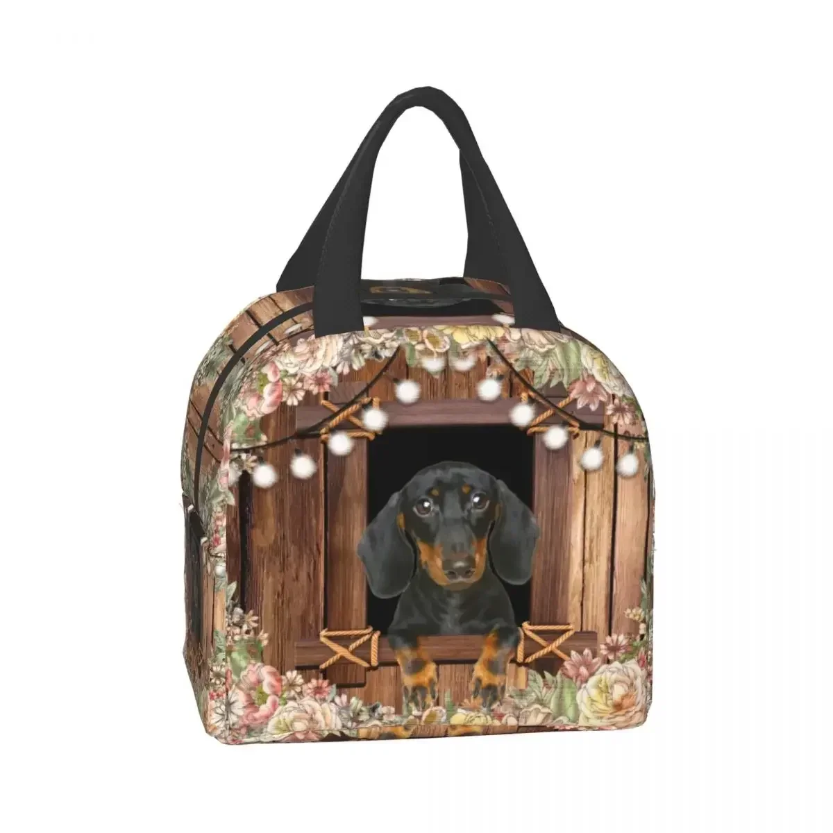 Bolsas de almuerzo con diseño de perro salchicha para mujer, refrigerador térmico aislado, caja Bento, bolsa de almacenamiento de Picnic portátil para comida escolar para niños