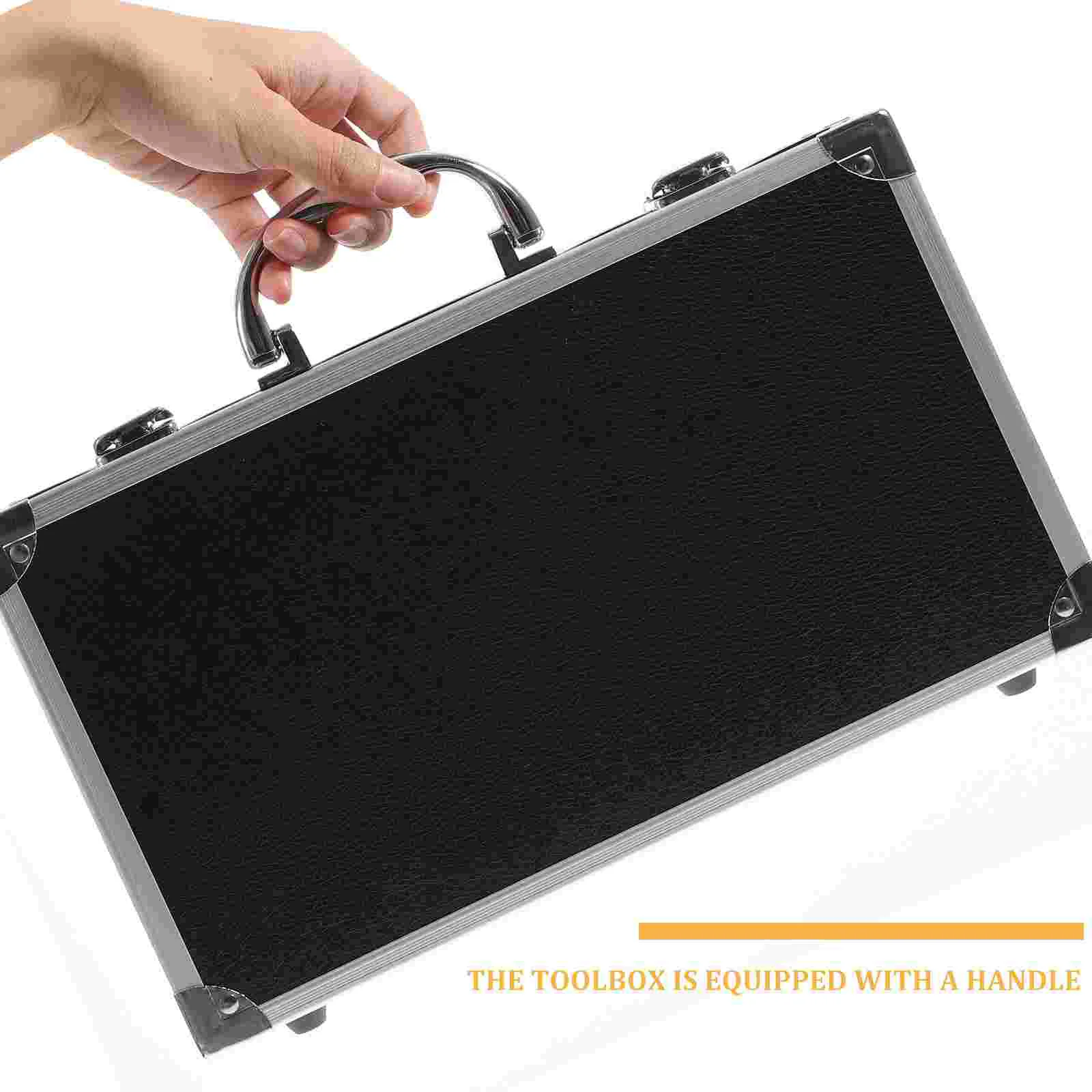 Multi-purposes Medicine Case Carrying Suitcase Toolbox Storage Boxes Aluminum Tools Container Black Large