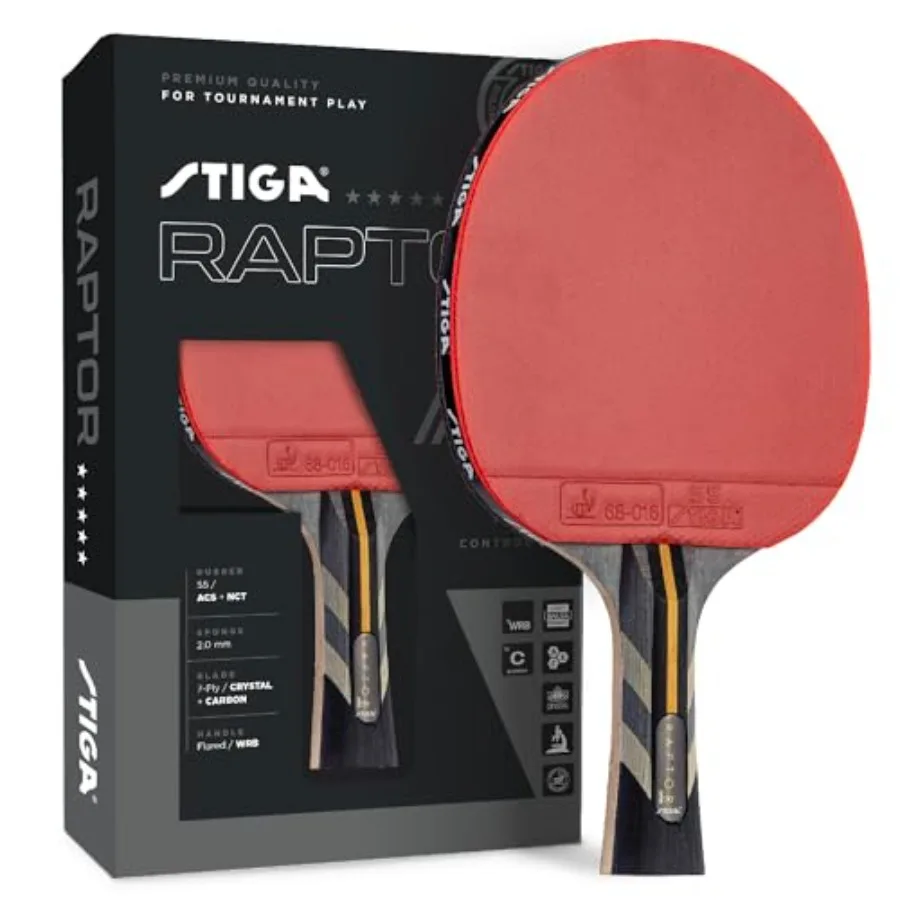 

Pro Carbon + Raptor Performance-Level Table Tennis Rackets with Carbon Technology for Tournament Play - 7-ply Blade with Fla Ha