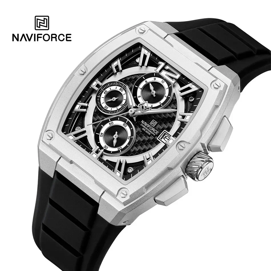 NAVIFORCE NF8050 Watch for Men Waterproof Luxury Business Sport Casual Multifunction Chronograph Silicone Watches