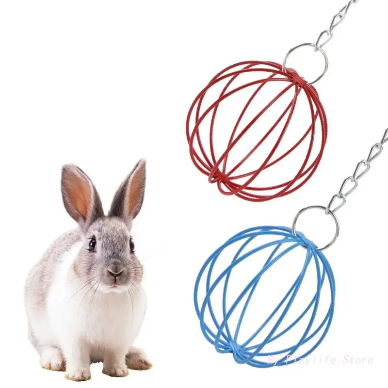 Metal Round Sphere Feed Dispense Exercise Hanging Hay Balls Guinea Pigs Hamster Bunny Pet Toy Hangable Feeding Hay Rack