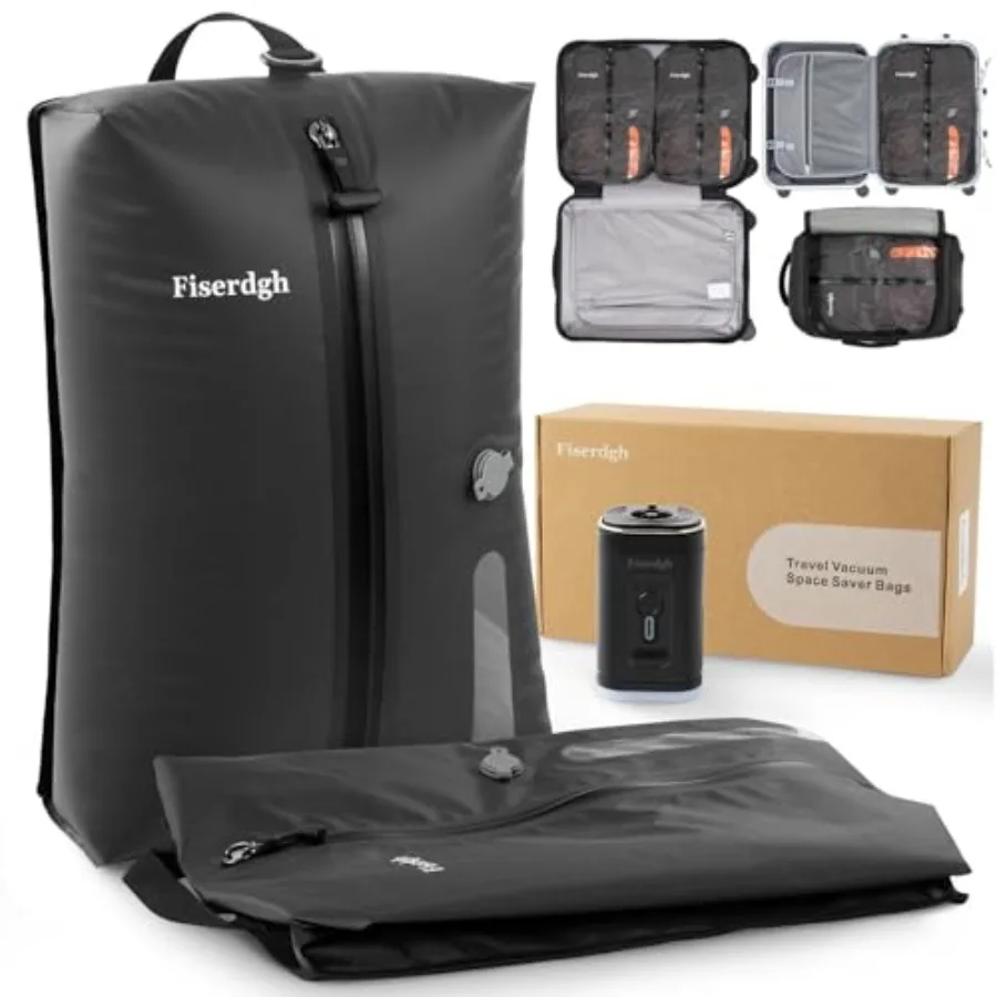 

Вакуумные компрессионные пакеты для путешествий с электрическим насосом, экономящие место, для одежды, с водонепроницаемой молнией IPX8, многоразовые