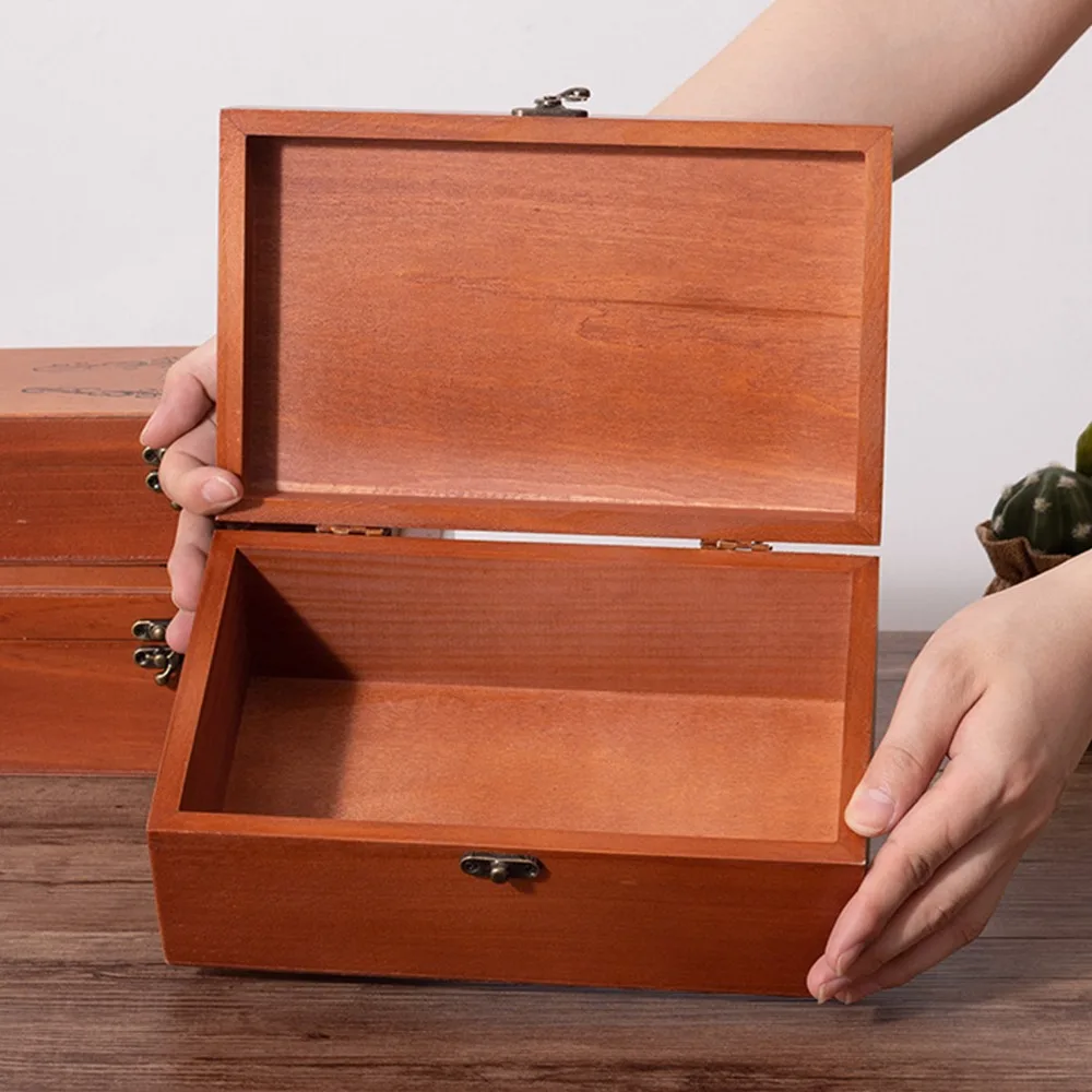 Large Capacity Wooden Storage Box Multifunctional With Safety Lock Vintage Storage Box Elegant Design Flip Top