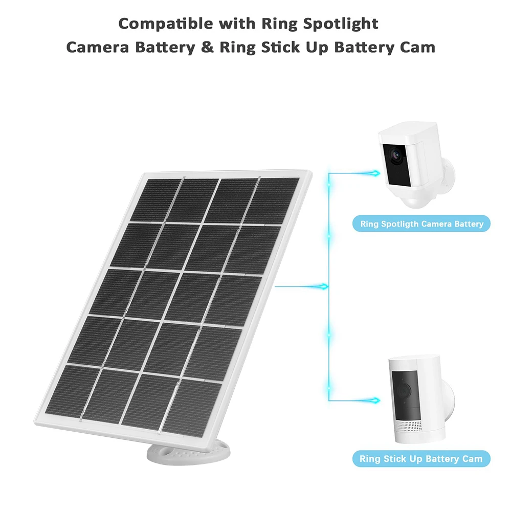 DC 3.5/5.5mm 10W Solar Panel Charger for Ring Camera Ring Spotlight Cam Waterproof Solar Panel Kit with 9.8ft Charging Cord
