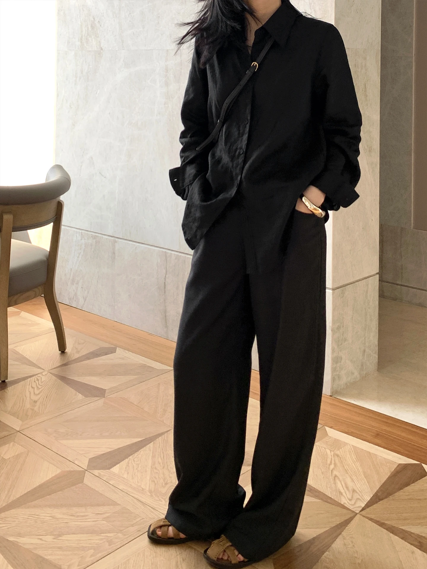 

Женские повседневные брюки Muallychen с высокой талией, прямые, текстурированные, вязаные, утягивающие, прямого кроя