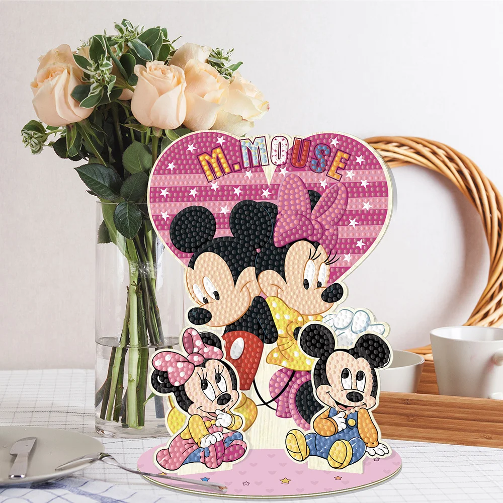 Disney DIY drewniany obraz diamentowy Myszka Miki dekoracja stołu mozaika Minnie ręcznie robiony prezent nowa kolekcja