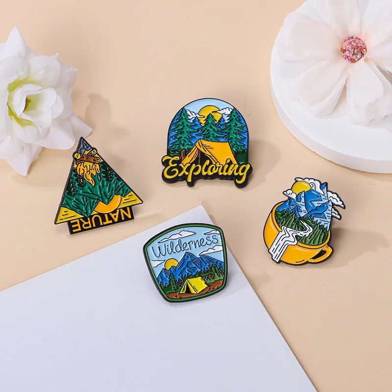 Outdoor camping badge travel souvenir brooch personalized backpack buckle decorative clothes bag hat pin gift