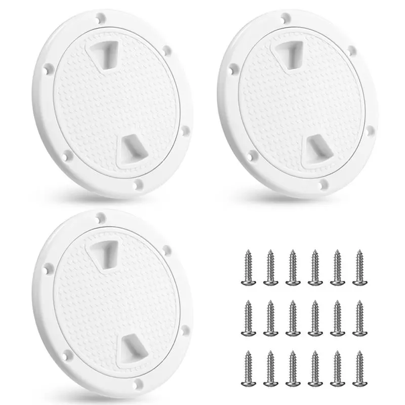 

ABHX-3Pack Boat Hatch White Circular Non Slip Inspection Hatch Boat Detachable Deck Hatch Cover 4Inch With Screw Boat Parts