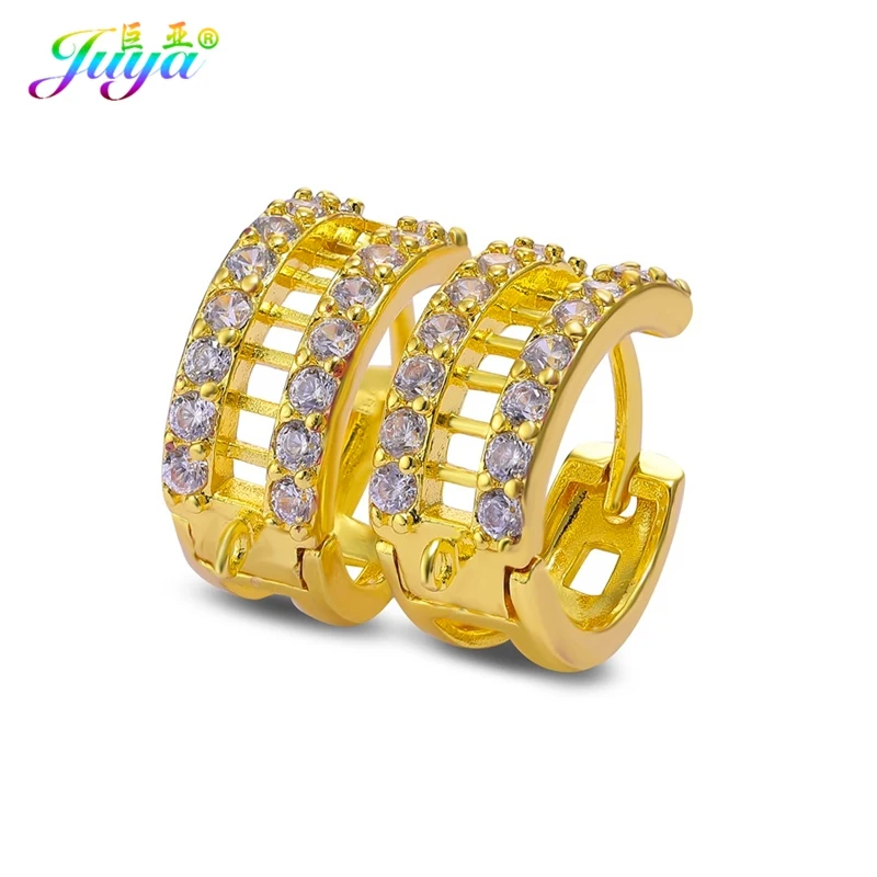 Juya DIY 18K Gold Plated Copper Basic Lock Fasteners Hoop Earring Hooks Accessories for Handmade Fashion Dangle Earrings Making