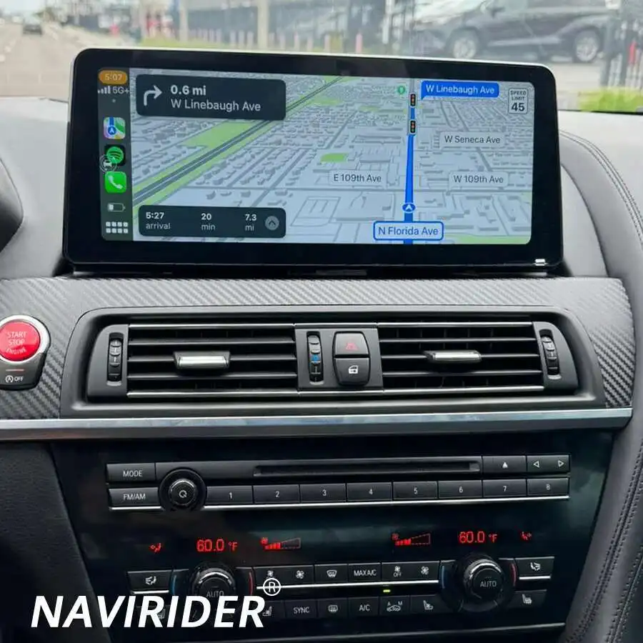 Autoradio Android 14 avec Navigation GPS et Écran Tactile Qled, Lecteur de Limitation de Voiture pour BMW Série 6 F06 F12 F13, 12.3 Pouces, 8 + 256