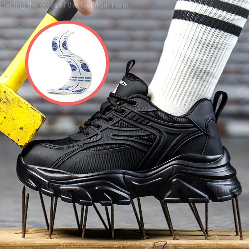 New Women Safety Shoes Breathable Composite Toe Shoes Puncture Proof Work Shoes Platform Sneakers Construction Protection Shoes