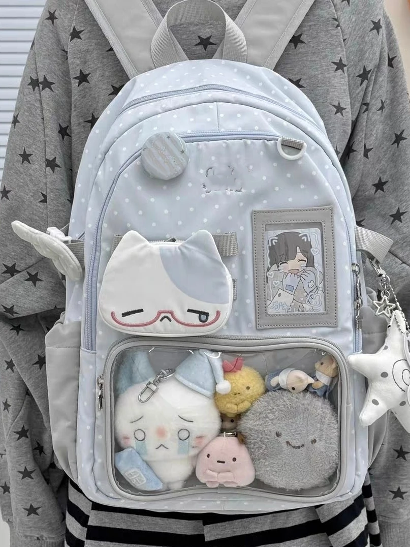 

Japanese Style Large Capacity Transparent Double Shoulder Bag for Junior And High School Students Girls Backpack School Bag