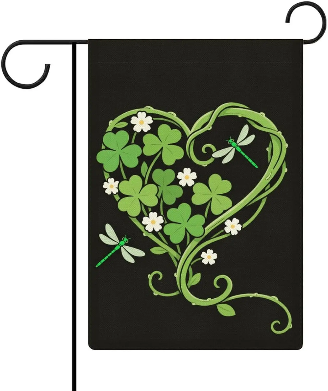 Heart And Clover Design 12 * 18 Inch Garden Flag Double Sided Linen, Suitable for Outdoor Use Garden Decoration FFL IIC