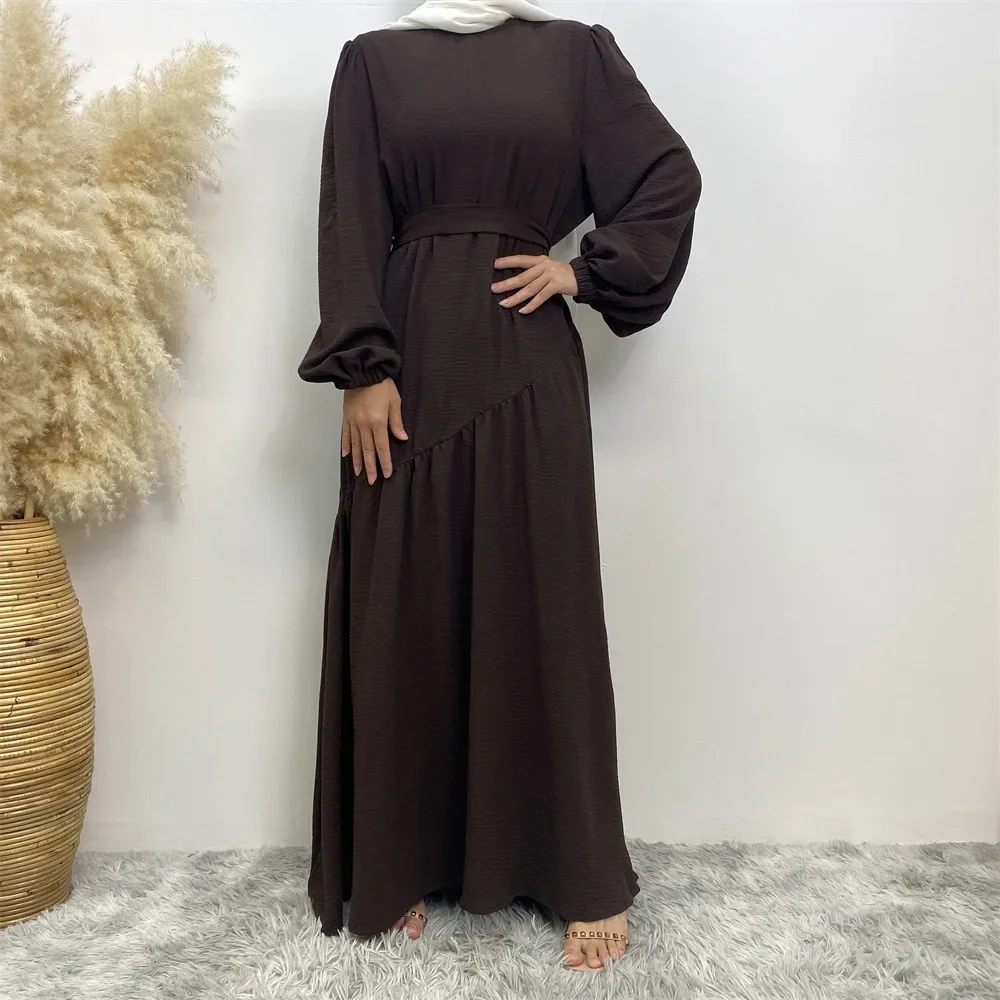 2025 Solido Eid Vestito Delle Donne Abaya Dubai Arabo Musulmano Moda Abiti Lunghi Ramadan Mubarak Hijab Robe Islam Abbigliamento Caftano Abaya