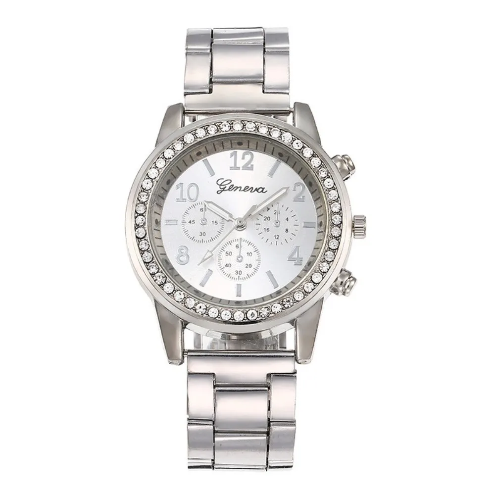 Stainless Steel Strap Women's Wristwatch Quartz Movement Simple Design Quartz Wristwatch Rhinestone Accent Box Not Included