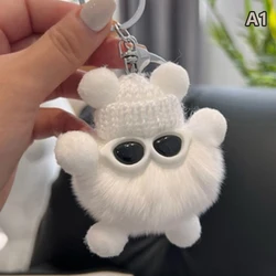 Mini Rex Rabbit  Keychain Fluffy Key Chains Trinkets Pom Pom Keychain Trinket Pompons Keychains