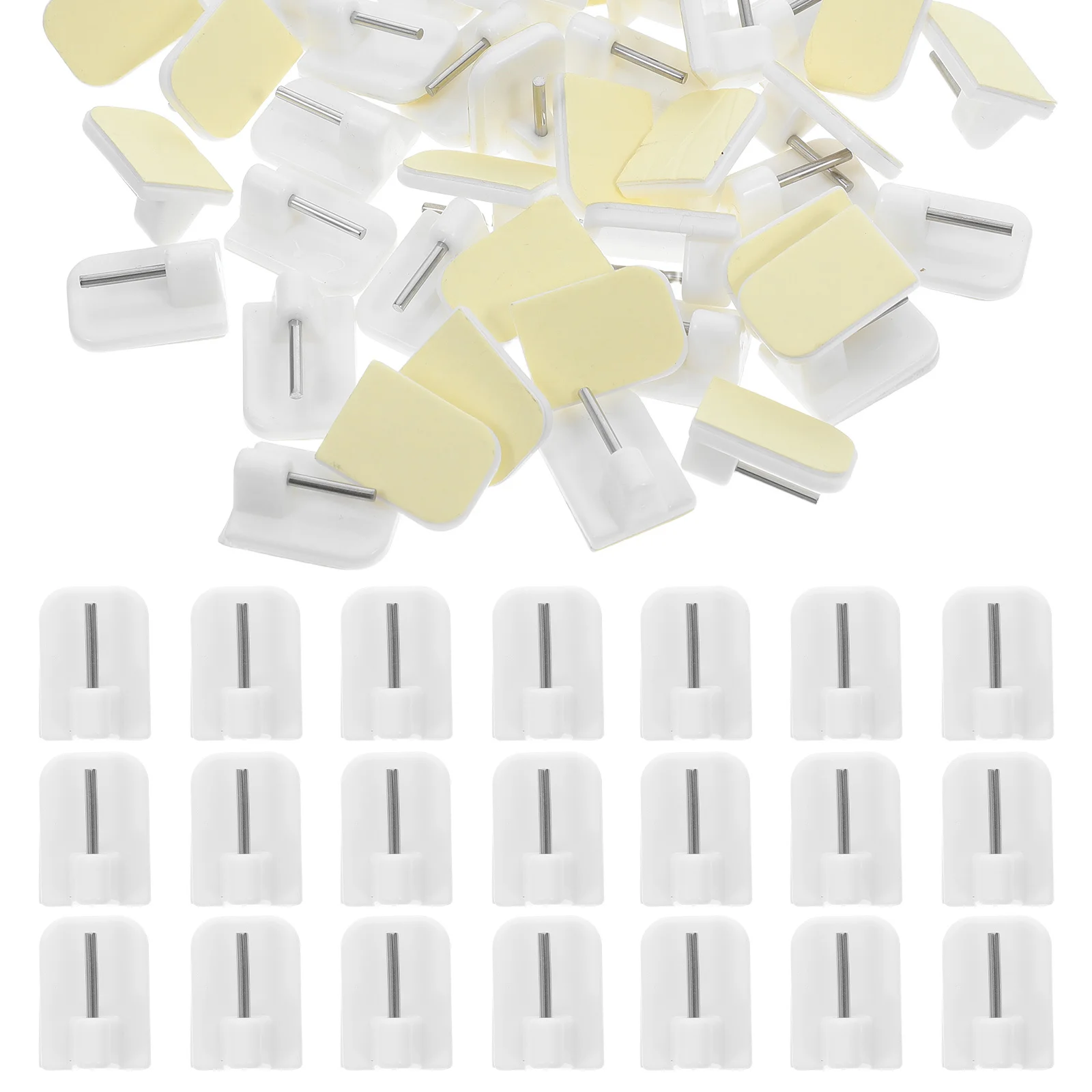 

50Pcs White Window Blinds Curtain Holders Plastic Fixed Hooks Sturdy Non Nail Curtain Hangers for Window Home Use