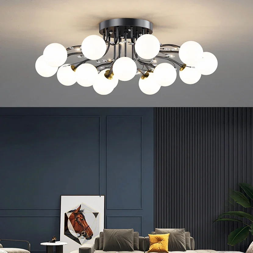 Lampadario a soffitto con sfera di vetro nordico oro per soggiorno sala da pranzo arredamento camera da letto lampada a sospensione lampada a