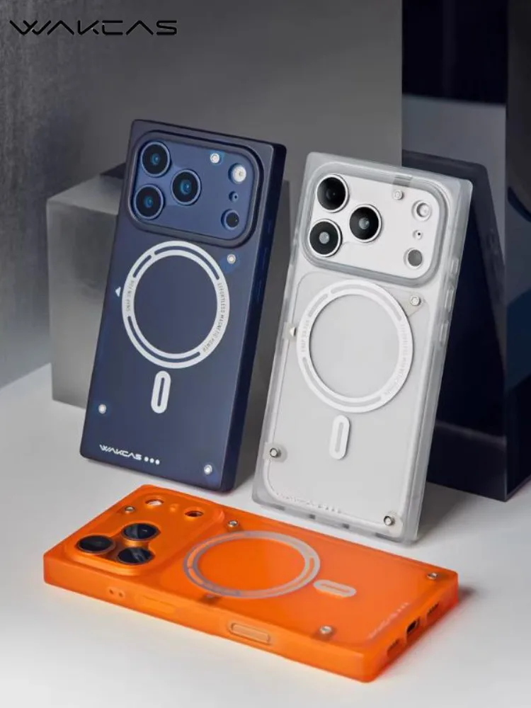 

WAKCAS Frosted Phone Cover for iPhone 15/16/17 Pro/Max Magnetic Suction Phone Case Matte Anti-drop Transparent Protective Case