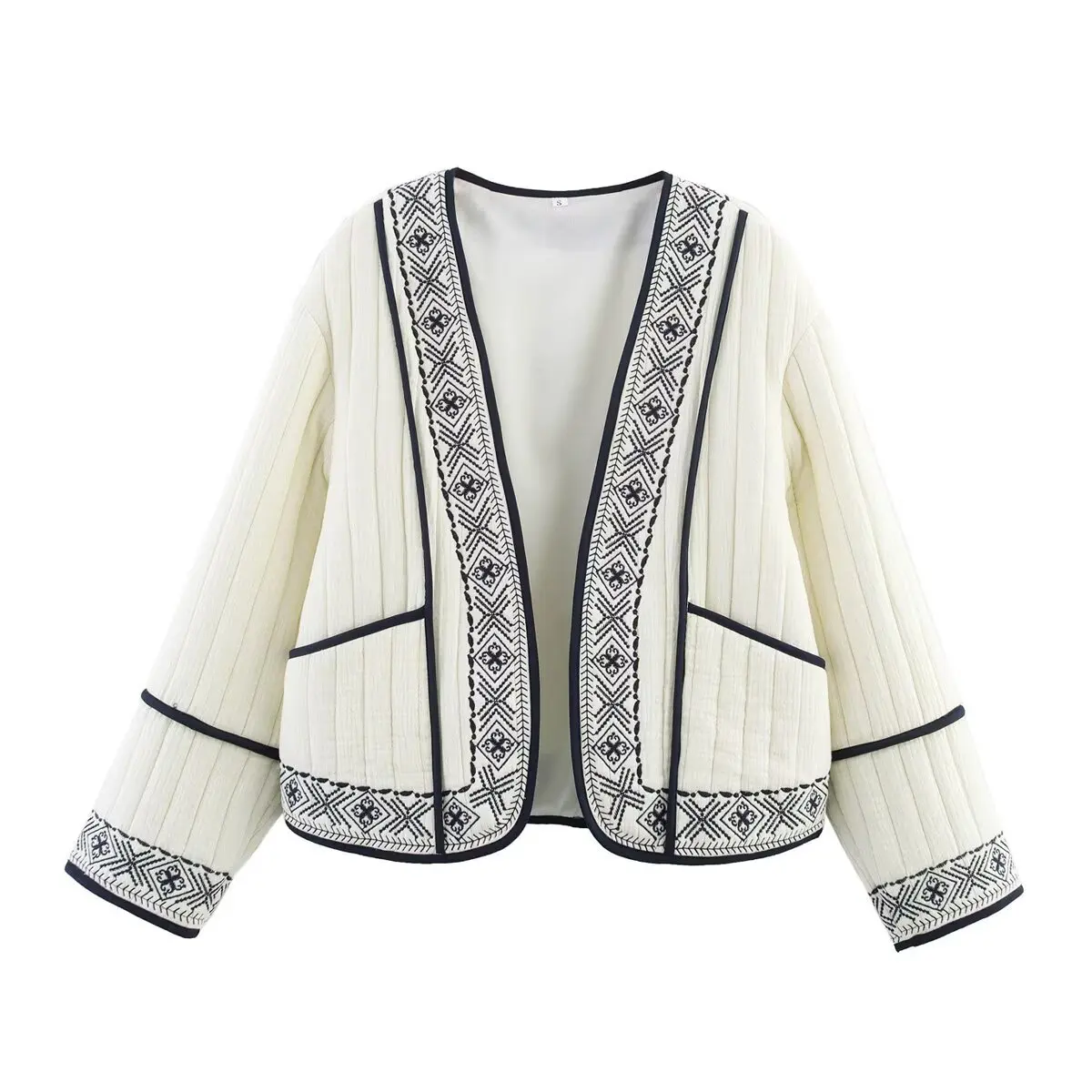 

Stylish 2025 High Street Embroidered Padded Jacket for Women Chic Embroidered Flowers Elegant Women's Warm Coat Jackets