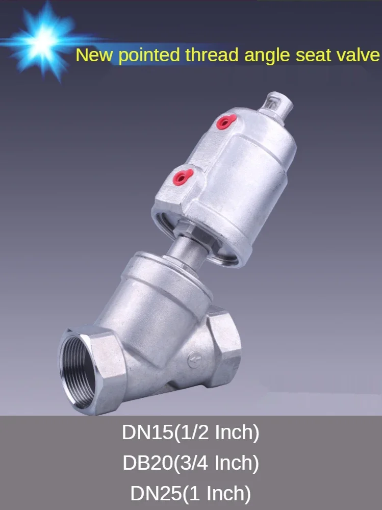 1/2 inch 3/4 inch 1 inch stainless steel pneumatic threaded angle seat valve 16bar for Steam Gas Oil Normally Closed