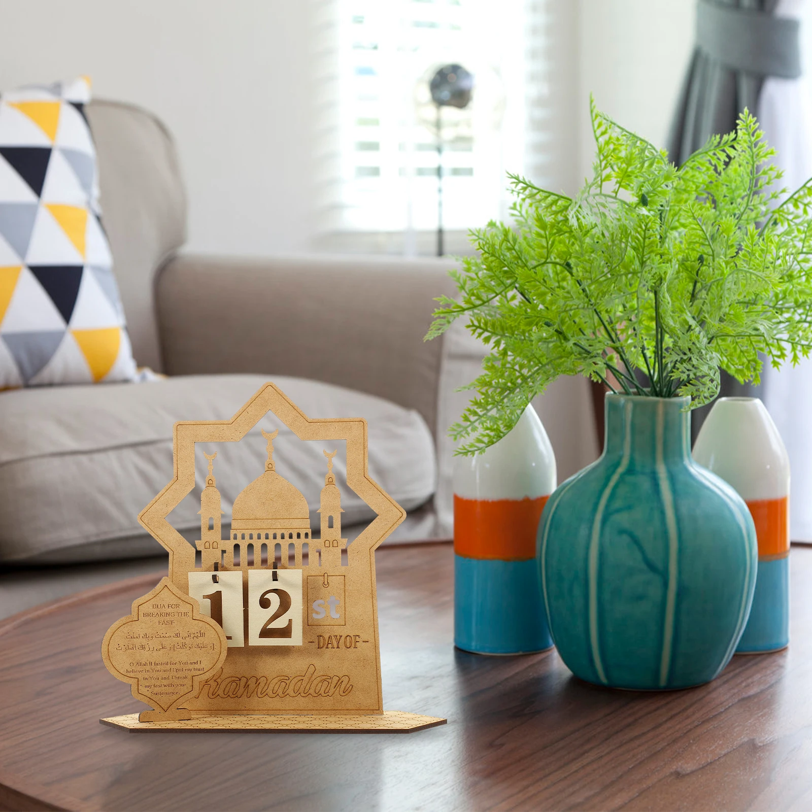 

Wooden Countdown Calendar Decor Ramadan Advent Festival Gift Eid nament Home Office Party Accessory Smooth Surface