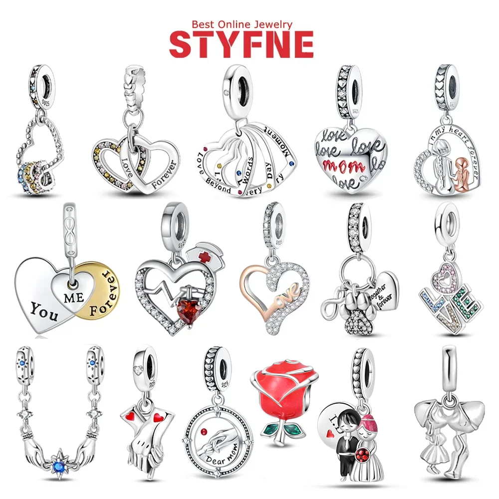 925 Sterling Silver Family Embossed Charms Beads Fit Original Bracelets Bag Keychain Charms Beads Pendant Diy Women Jewelry Gift