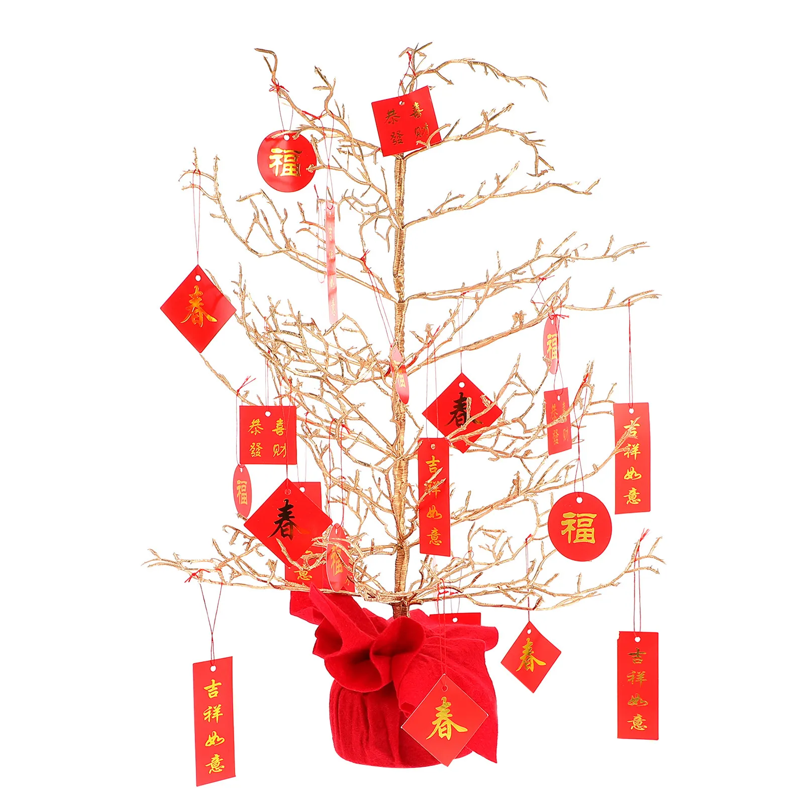 1Pcs Chinese New Year Fortune Tree Decor Resin Spring Festival Tree Ornament for Desktop Home Office Hotel Decoration Lucky