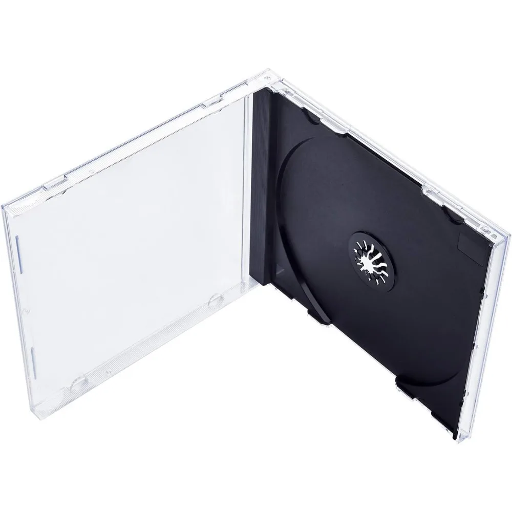 10.4 mm Standard Single Clear CD Jewel Case with Assembled Black Tray