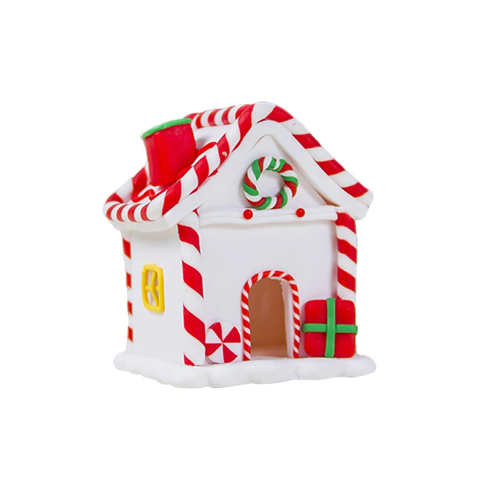 

Small House Decorative Cabin Christmas Theme Polymer Clay Craft Mini For Holiday Party Kids Gift Home Ornament