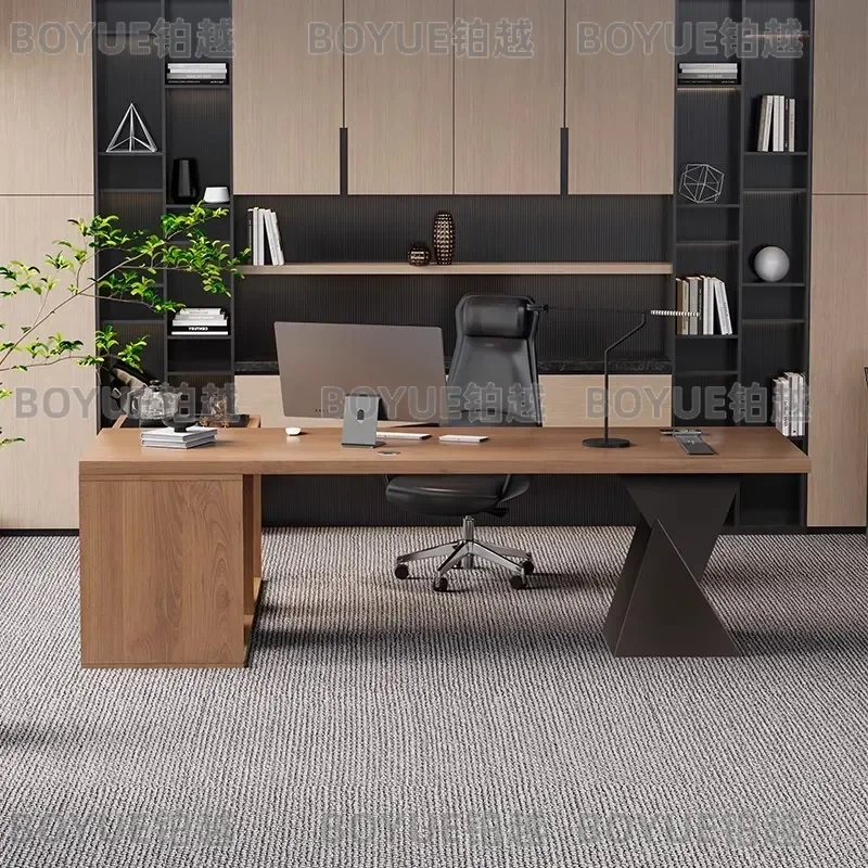 for Simple Modern Solid Wood Desk with Tea Table Integrated President Office Desk Large Executive Table Light Luxury High End
