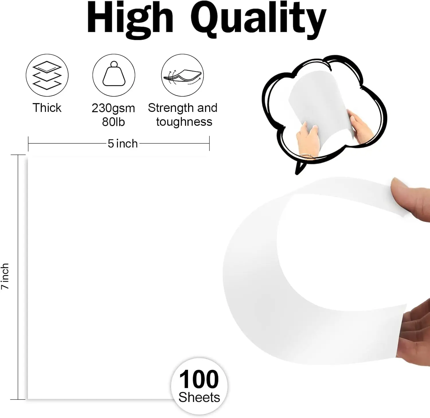100 Pack Blank Cardstock 5x7 Thick Paper 80lb Flat Cards for Invitations, Postcards, Photos, DIY Card Making - Detail 1