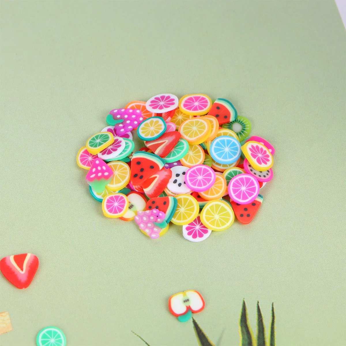 1000Pcs Nail Art Decor Polymer Clay Colorful Fruit Slices DIY Manicure Tool Fingernail Protector Nail Art Decor