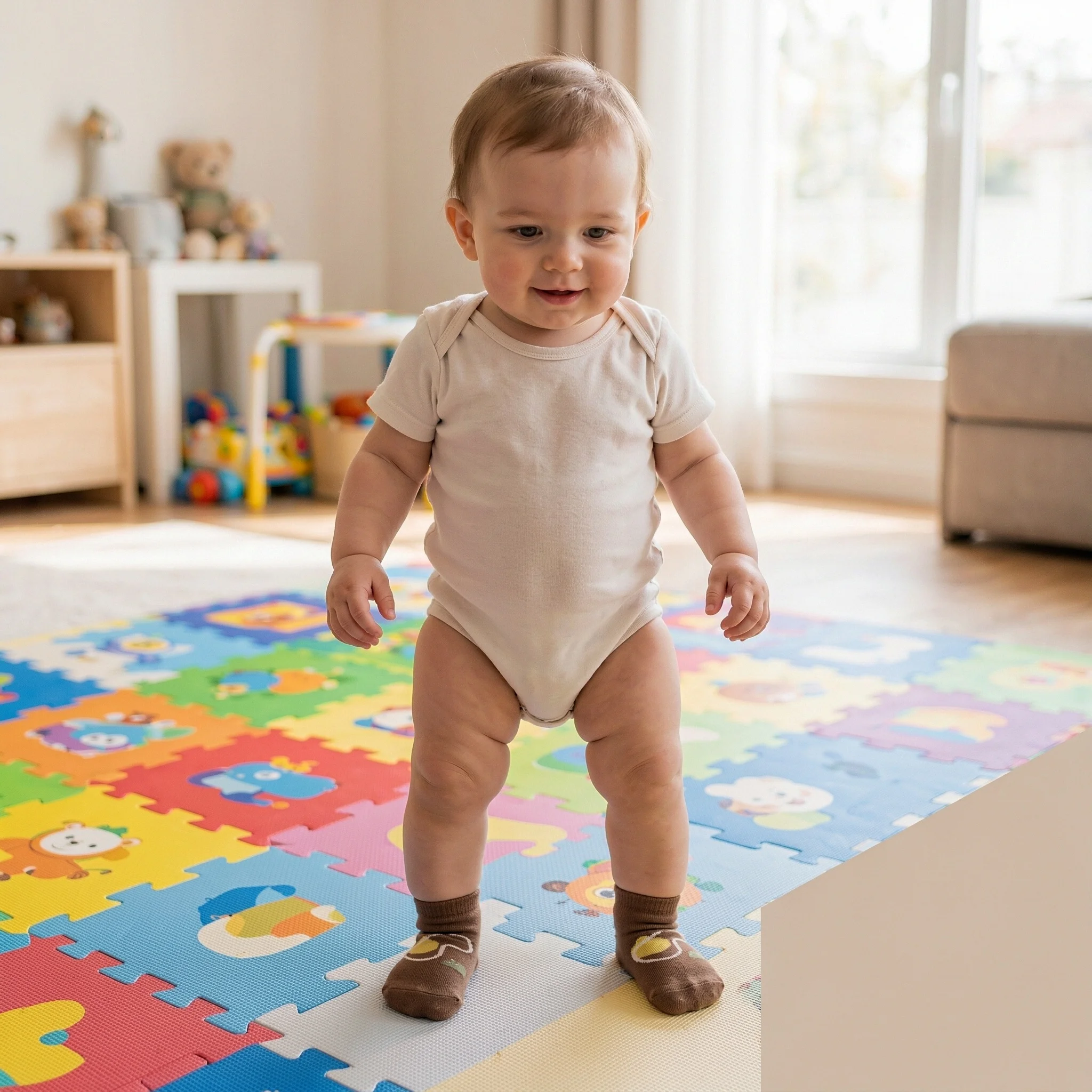 Baby Non-Slip Floor Socks 2 Piece, Grip Socks for Babies 0-5 Years, 75% Combed Cotton LYCRA Cuff, Anti-Pill