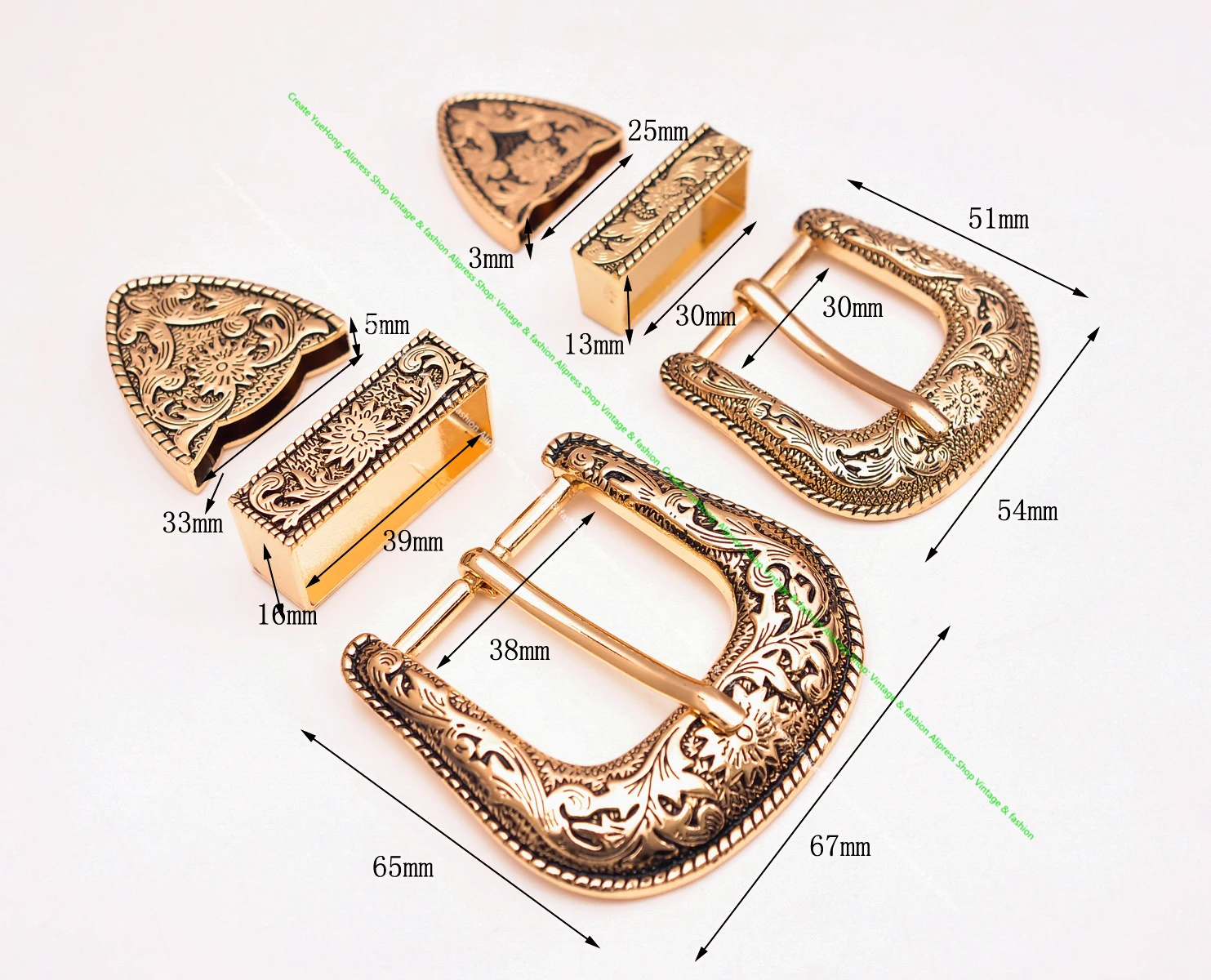 ROCK WESTERN COWBOY GOLD FLORAL ENGRAVED BELT BUCKLE SET FITS 30MM LEATHER STRAP