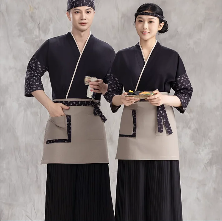 Camisa de cozinheiro japonês uniforme roupa de trabalho quimono garçom chef sushi restaurante cozinha tops